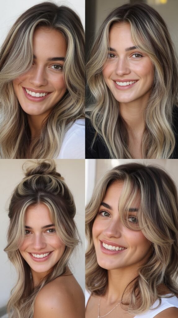 Money Piece Highlights with Layered Face-Frame