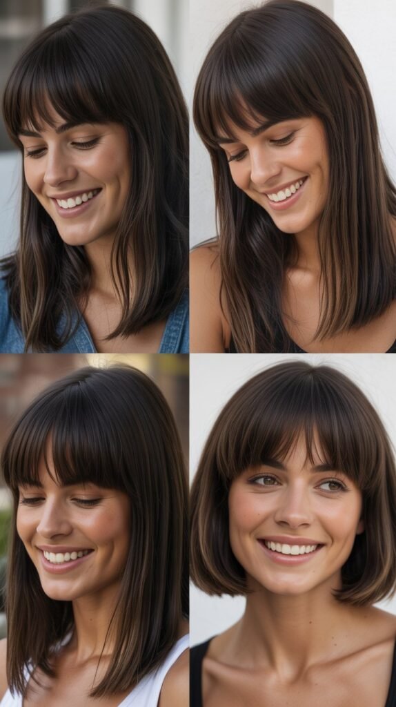 Heavy Bangs with Sleek Straight Length
