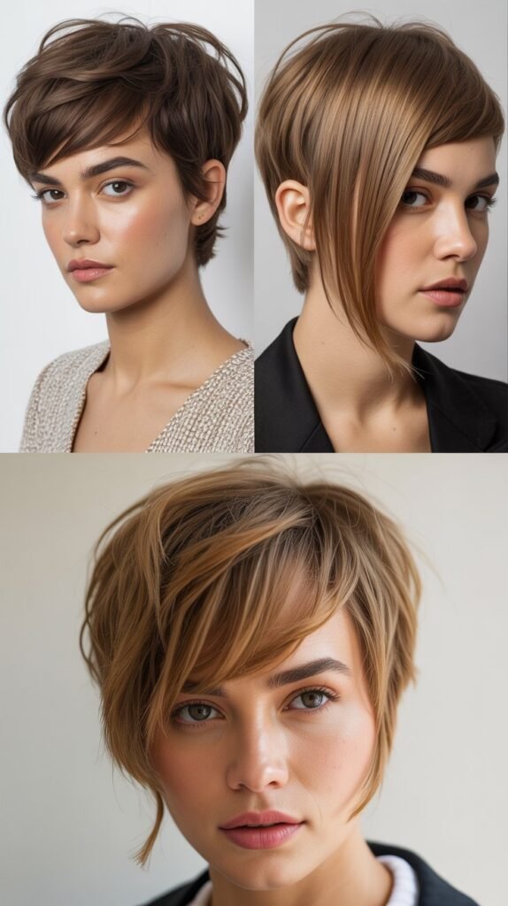 Asymmetrical Pixie with Longer Fringe