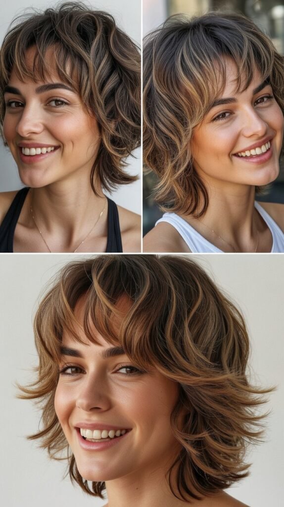 Textured Baby Bangs with Layered Shag