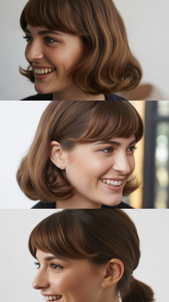 Side-Parted Bangs with Smooth Blowout