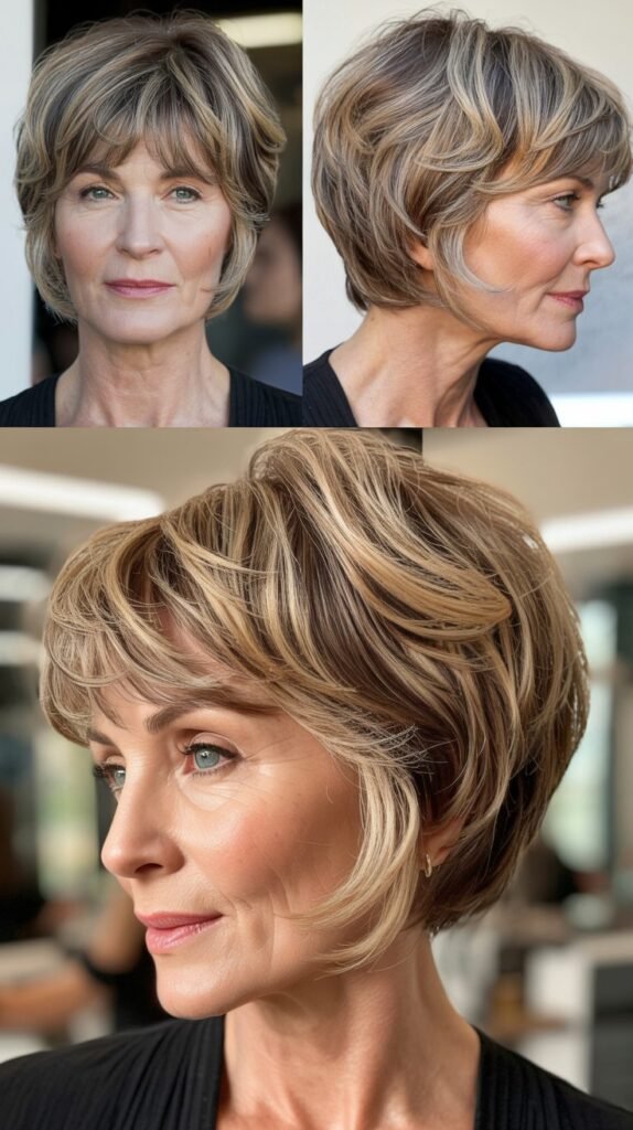 Razor-Cut Layered Bob with Choppy Bangs