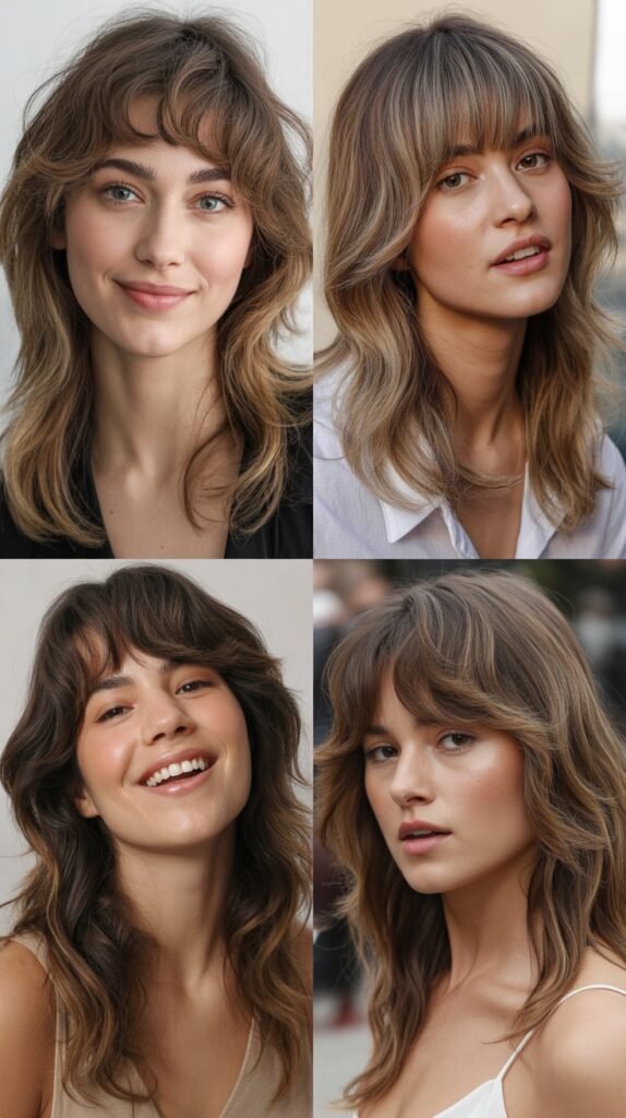 Wispy Curtain Bangs with Loose Texture