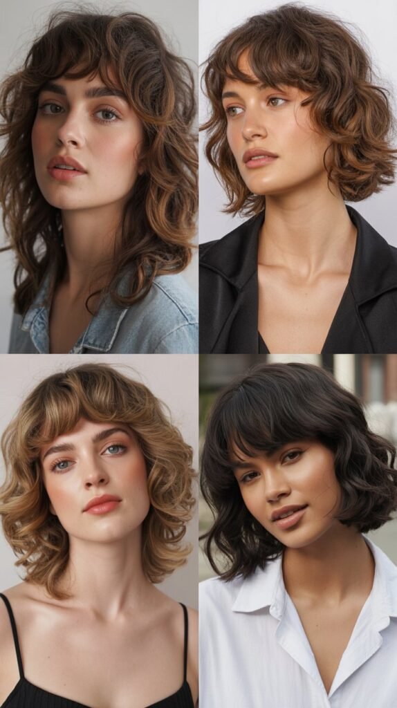 Textured Midi with Baby Curtain Bangs