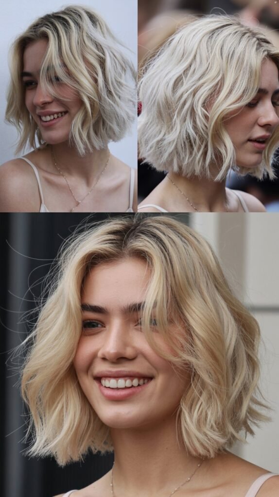  Icy Blonde Textured Lob