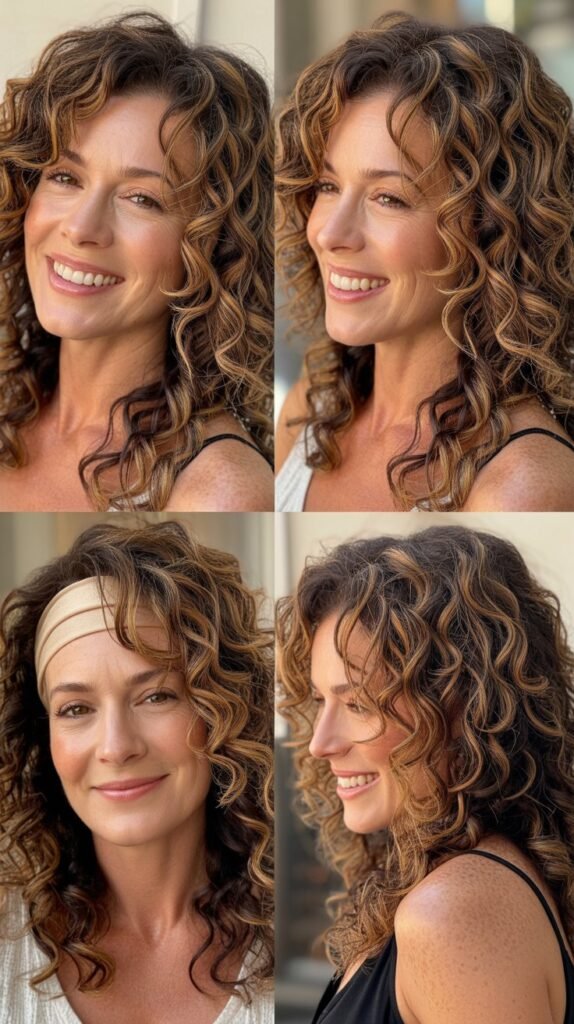 Curly Hair with Caramel Balayage