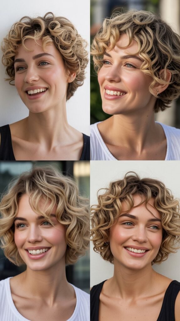 Curly Blonde Crops for Natural Volume