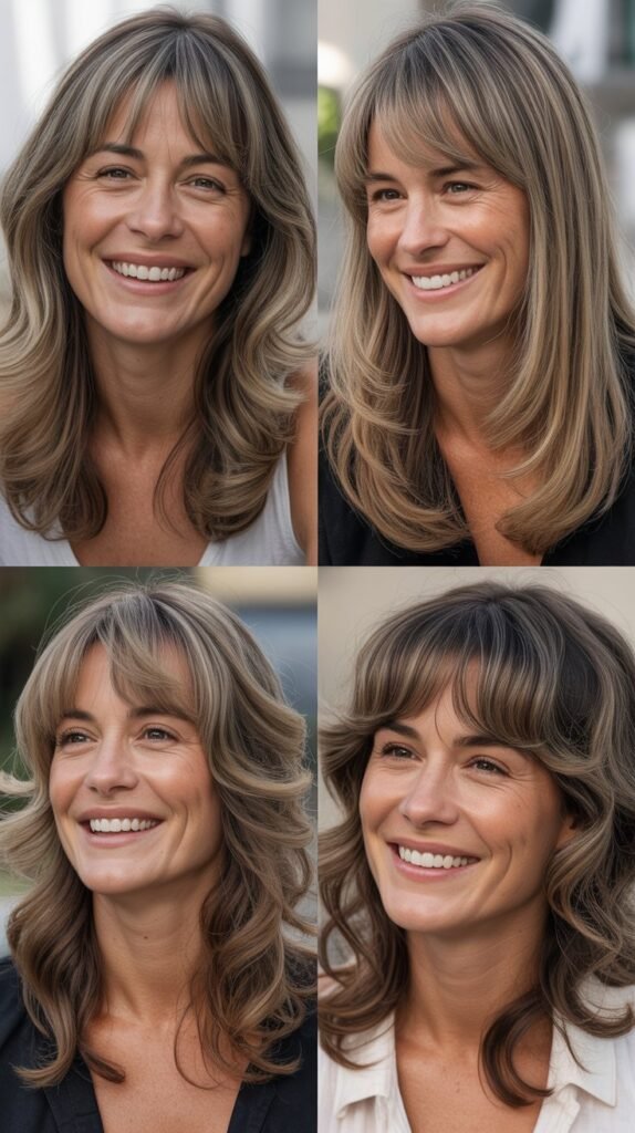  Long Layers with Baby Bangs