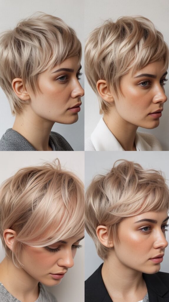  Wispy Pixie With Champagne Highlights