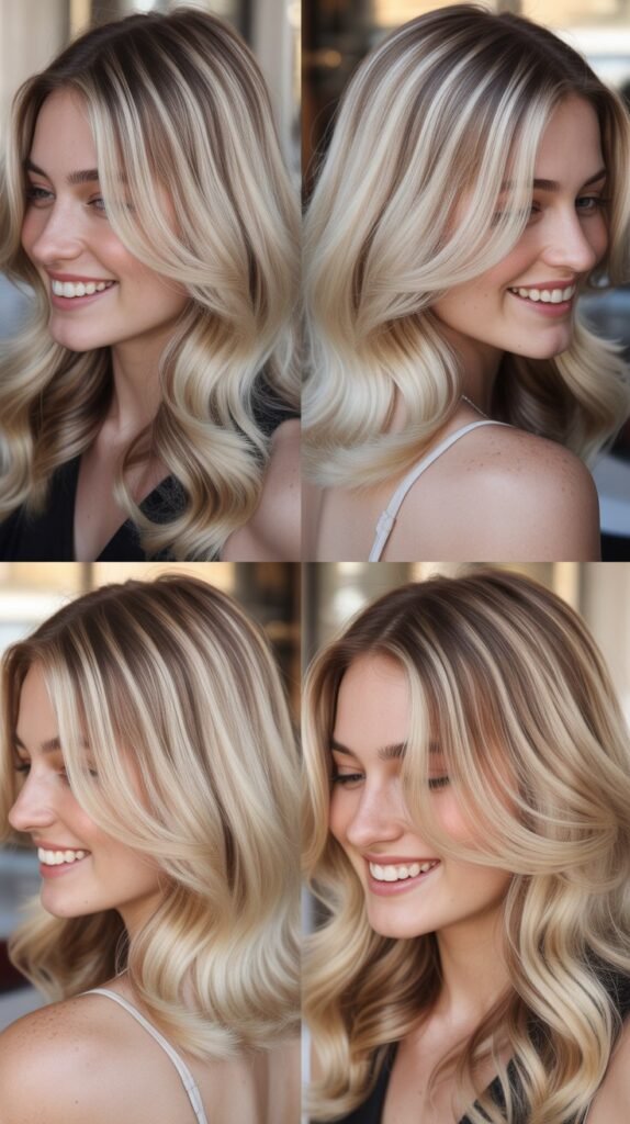 Caramel Balayage With Dark Roots