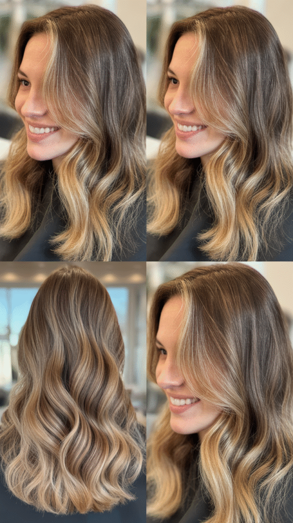 Golden Highlights With Brunette Root