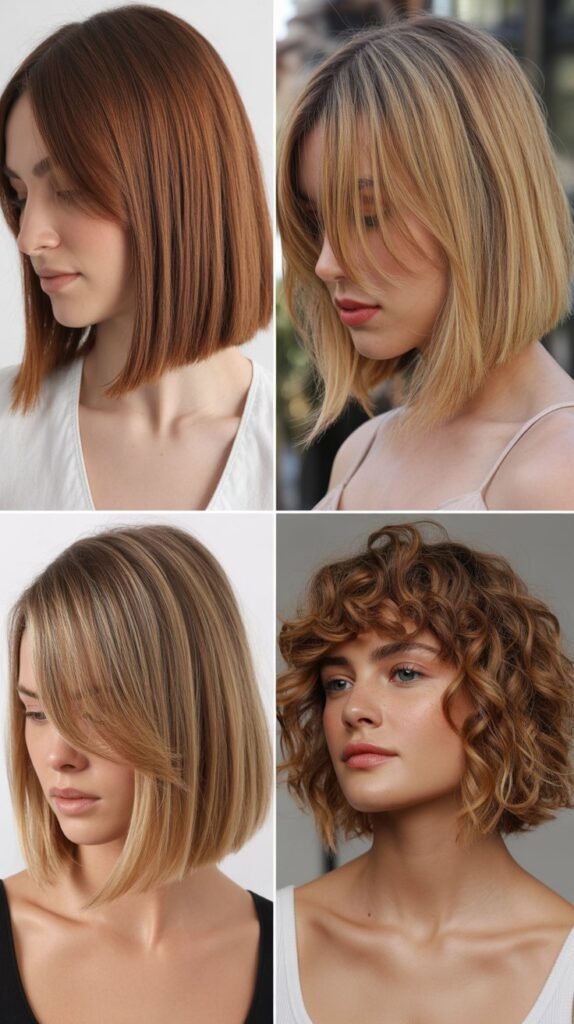  A-Line Bob with Long Diagonal Bangs