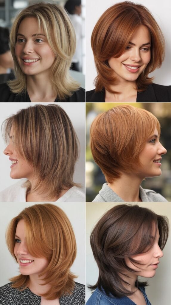 Layered Hair with Curtain Bangs