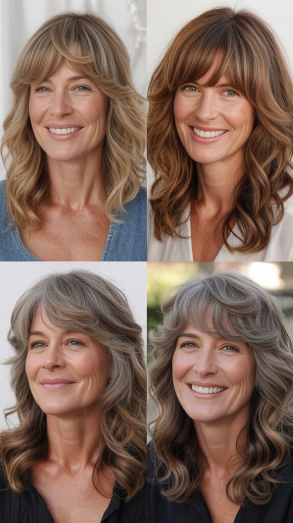  Long Bangs with Beachy Textured Waves