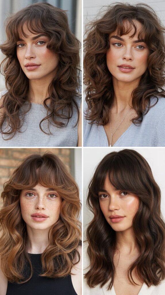  Long Waves with Curtain Bangs