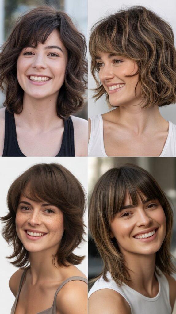 Medium Layers With Feathered Bangs