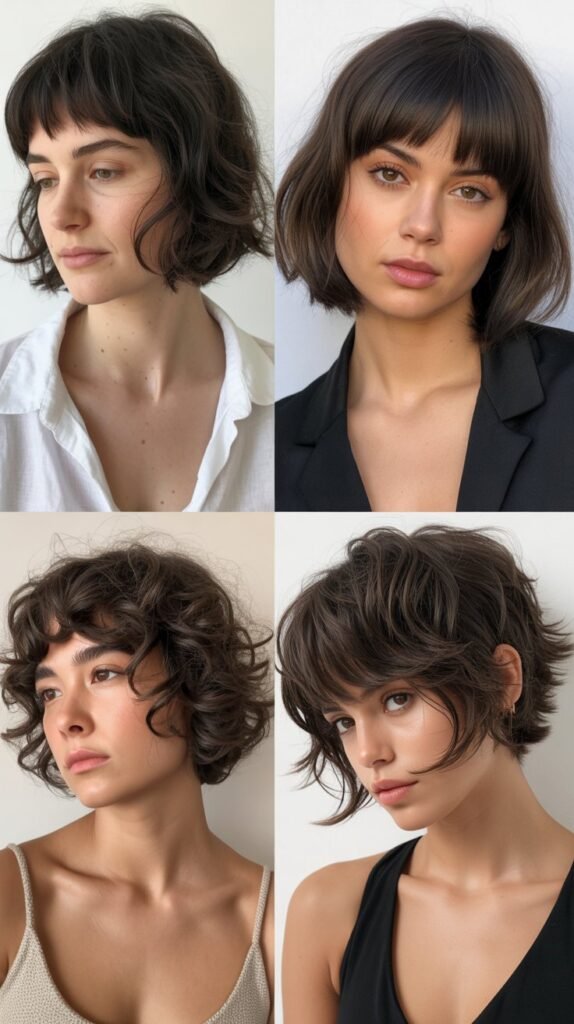  Textured Bob With Long Baby Bangs