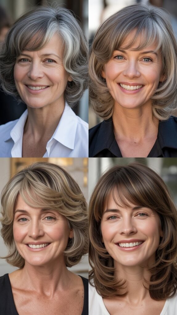 Curtain Bangs with Face-Framing Layers