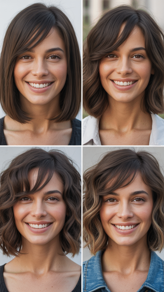 Structured Angled Bob With Long Beveled Bangs