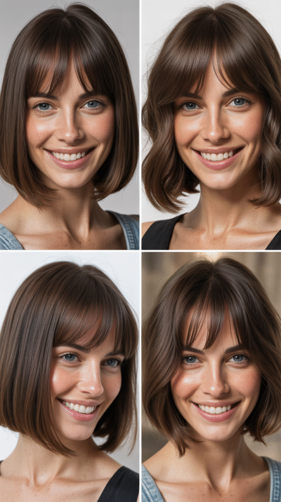 Sleek Medium Bob With Curtain Bangs