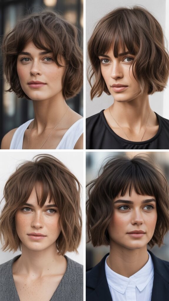 Messy Bob with Long Undone Bangs