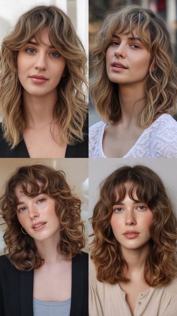 Wavy Lob With Long Bohemian Bangs