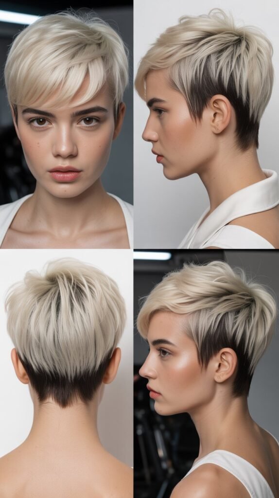  Platinum Pixie With Dark Roots