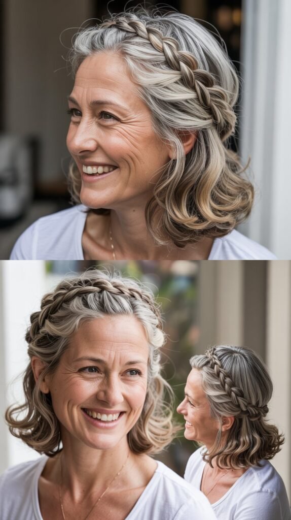 Crown Braid with Loose Ends