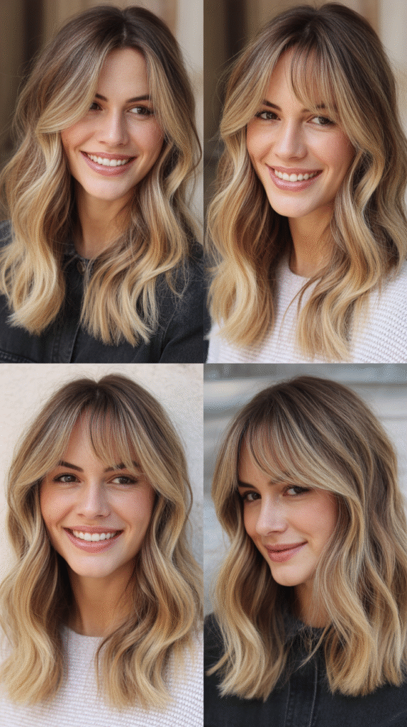 Peek-a-Boo Bangs with Champagne Highlights