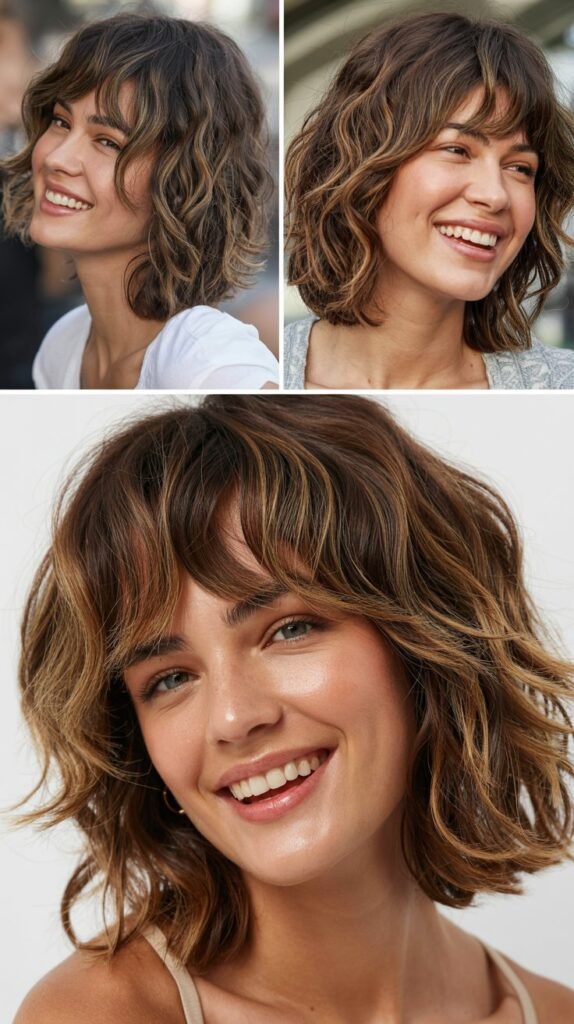  Choppy Layered Bangs with Shaggy Ends