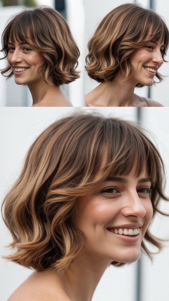 Collarbone-Length Cut with Wispy Curtain Bangs