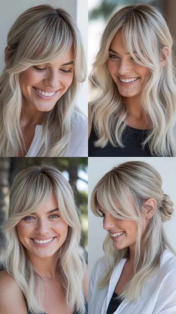 Platinum Ash Blonde with Side Bangs