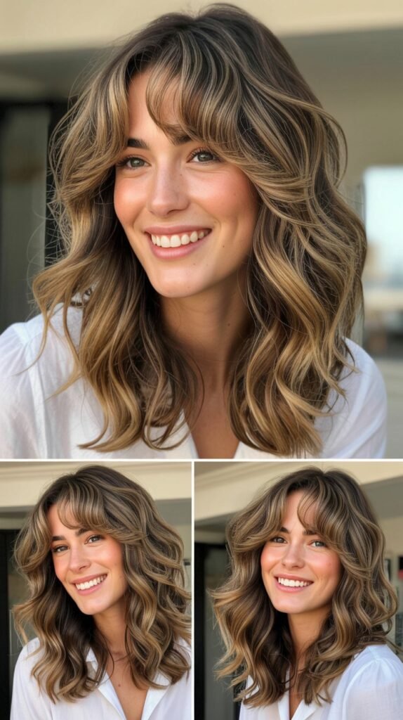  Beachy Waves with Curtain Bangs