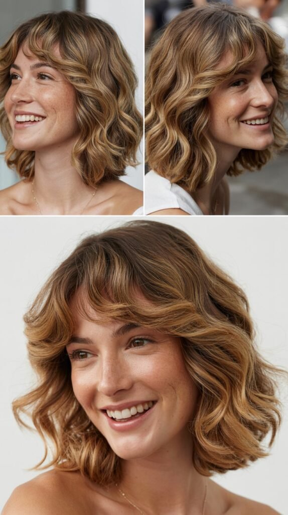Wavy Medium Length with Baby Bangs