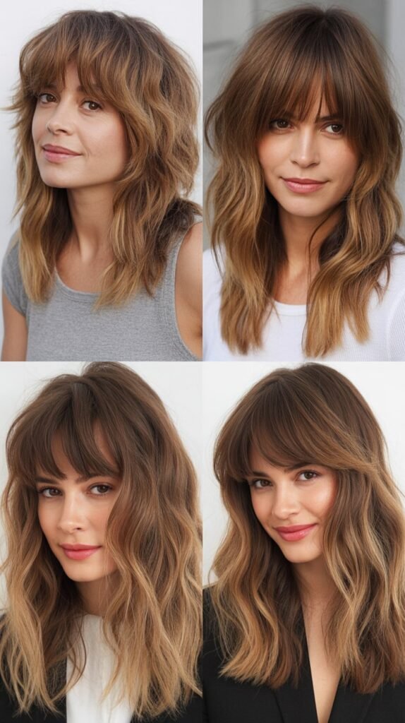 Messy Bangs with Bronde Highlights