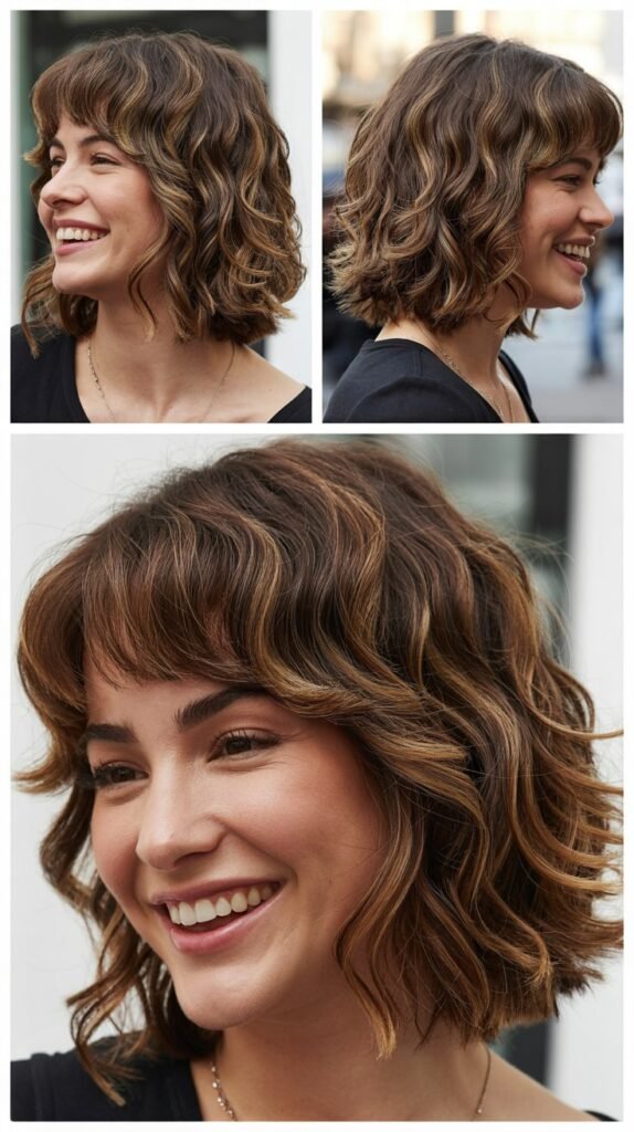 Textured Lob with Curtain Bangs