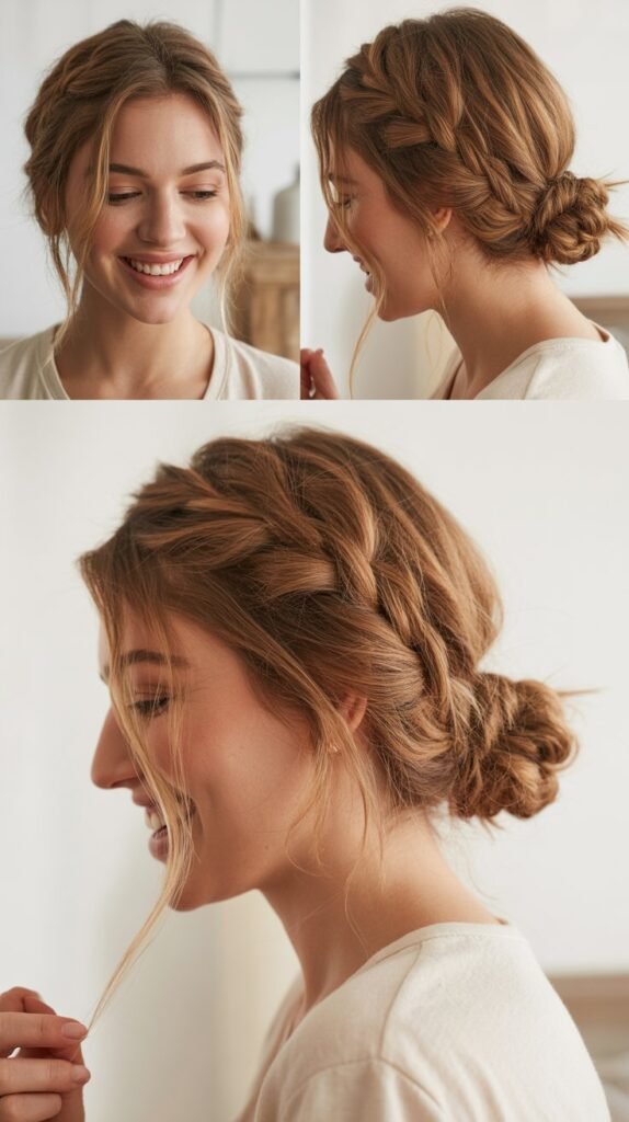 . The Messy Side Braid into Bun