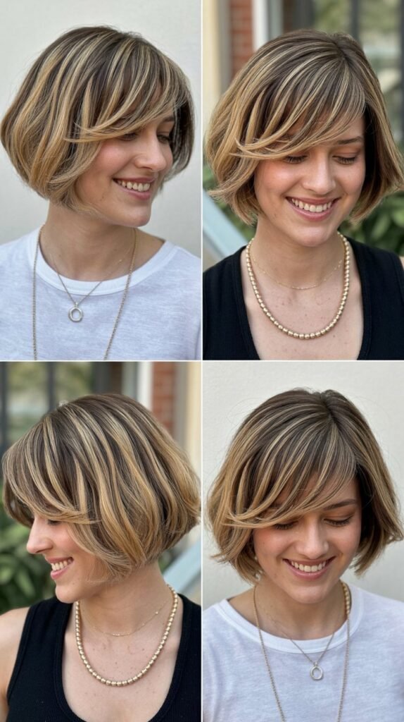  A-Line Bob with Diagonal Side Bangs