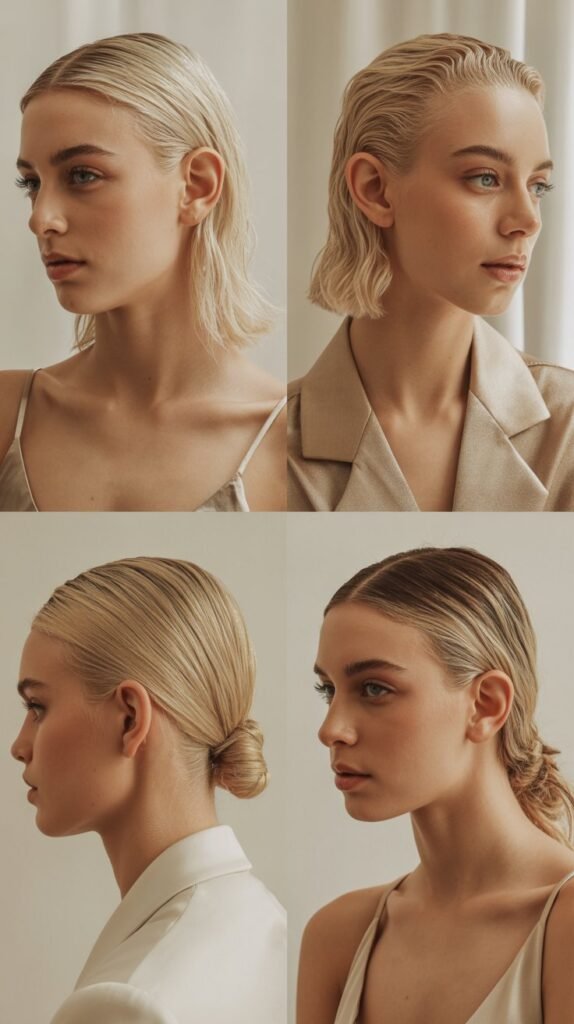 Blonde Slicked-Back Style: Minimalist Chic