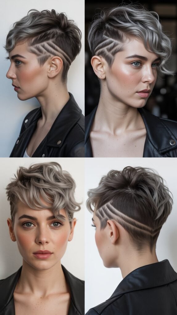 Undercut Pixie With Silver Highlights