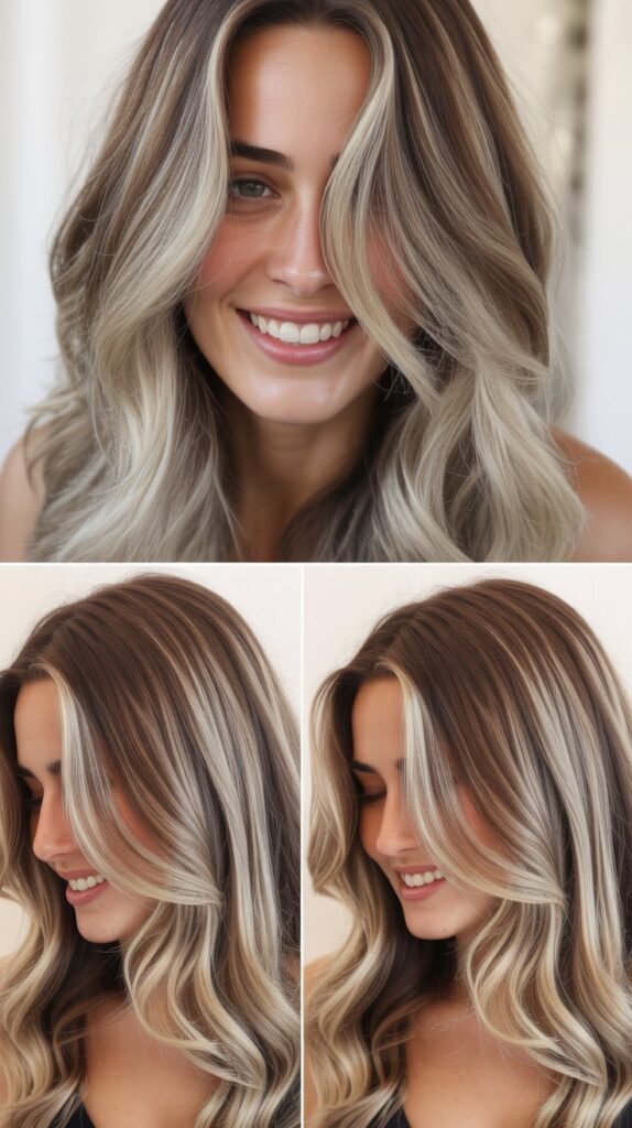 Ash Brown with Platinum Balayage