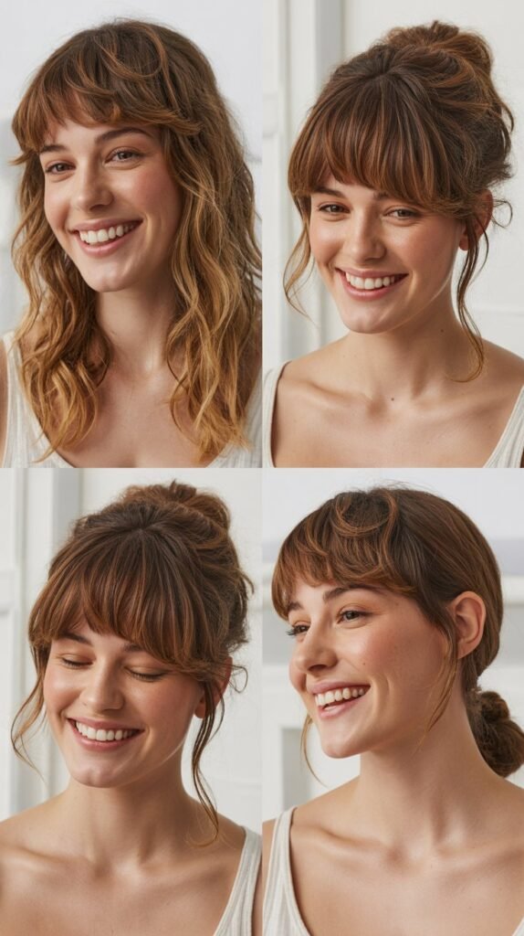 Piecey Bangs with Medium Tousled Hair