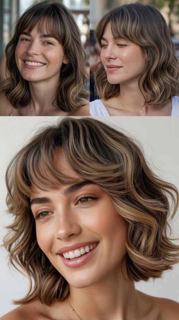 Brow-Skimming Bangs With Face-Contouring Layers