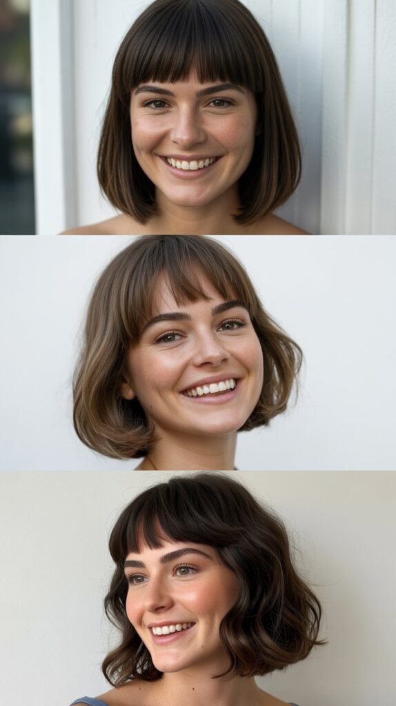 Blunt Heavy Bangs with Blunt Medium Cut