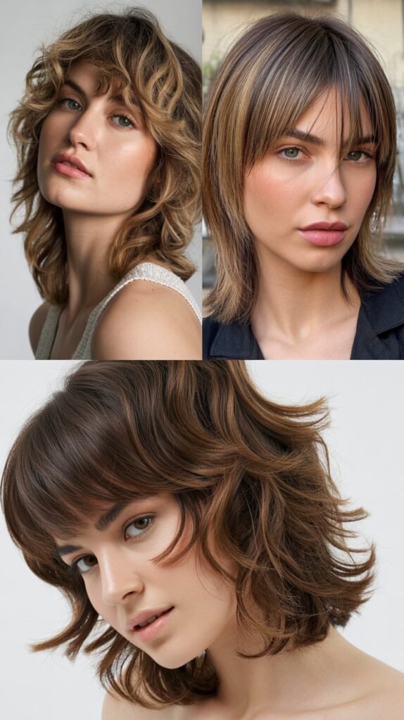  Layered Shag with Diagonal Bangs