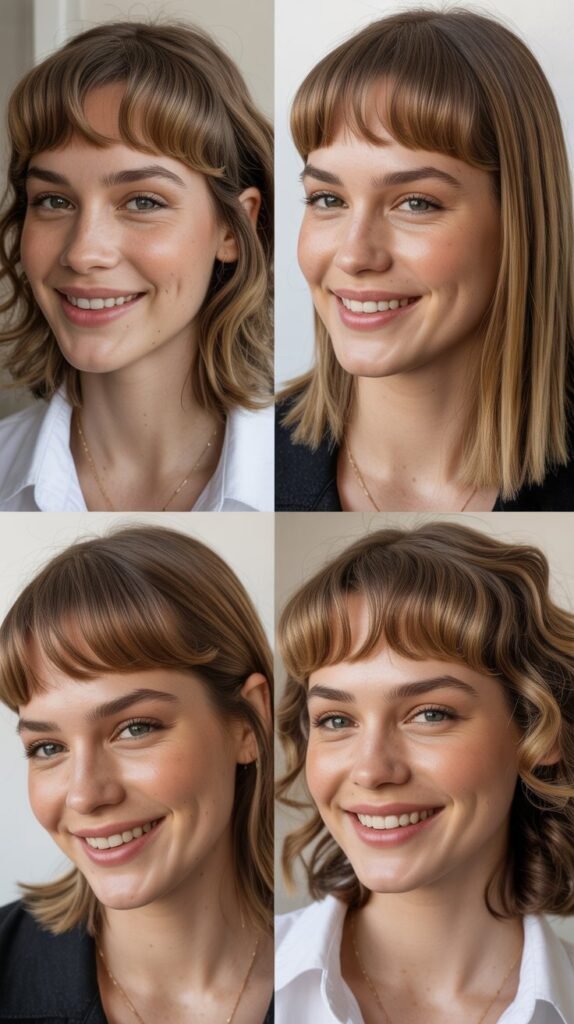 Rounded Baby Bangs with Medium Hair