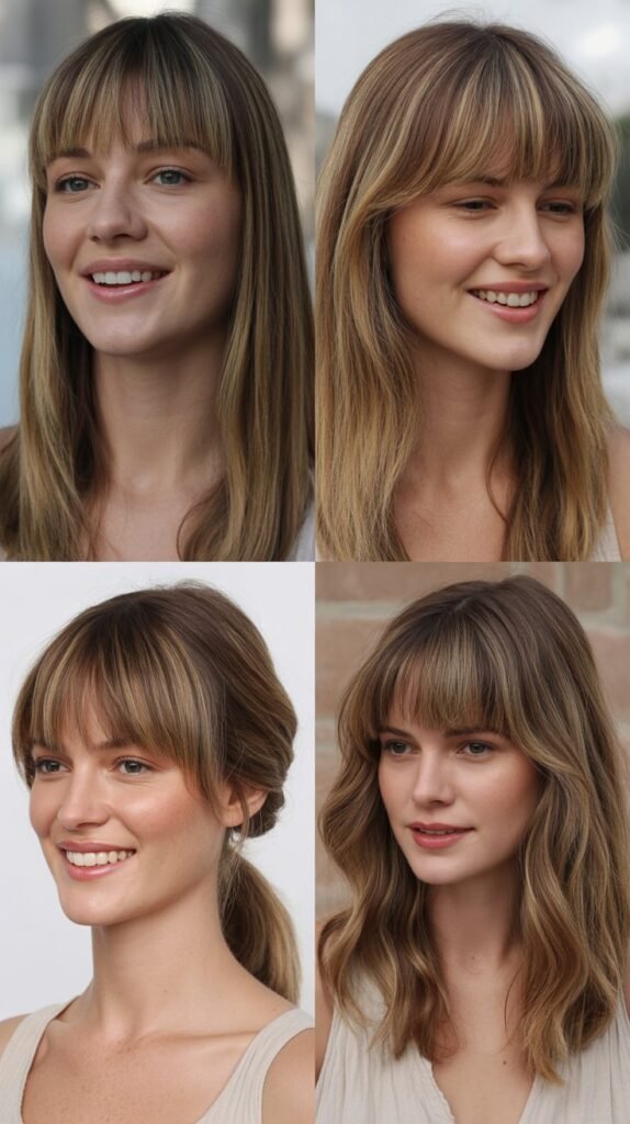 Thick Bangs with Medium Straight Hair
