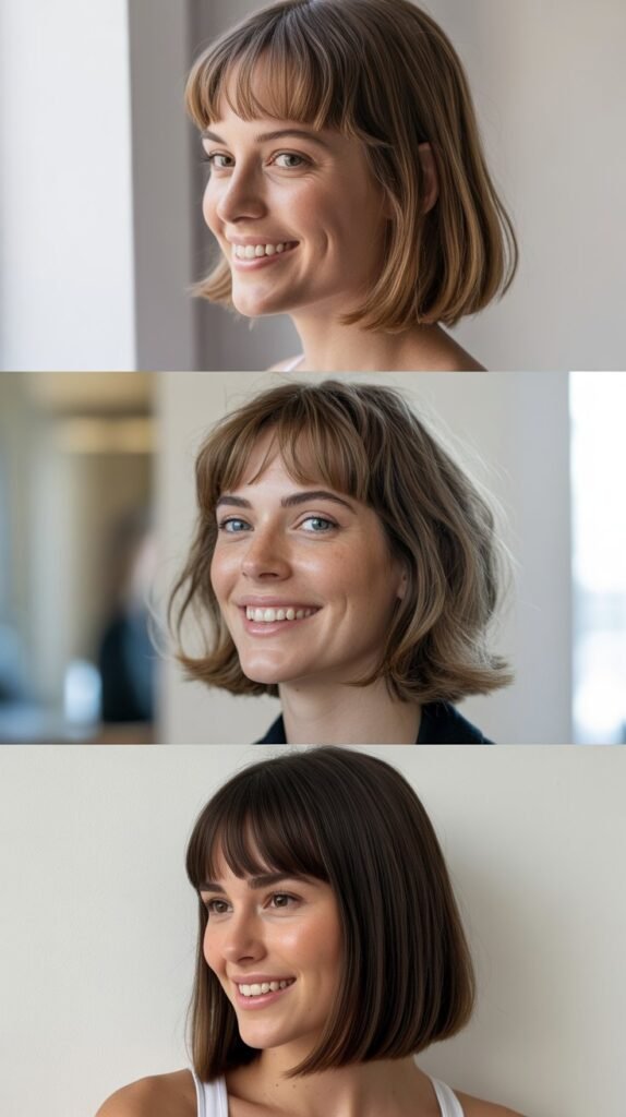 Baby Bangs with Blunt Medium Bob