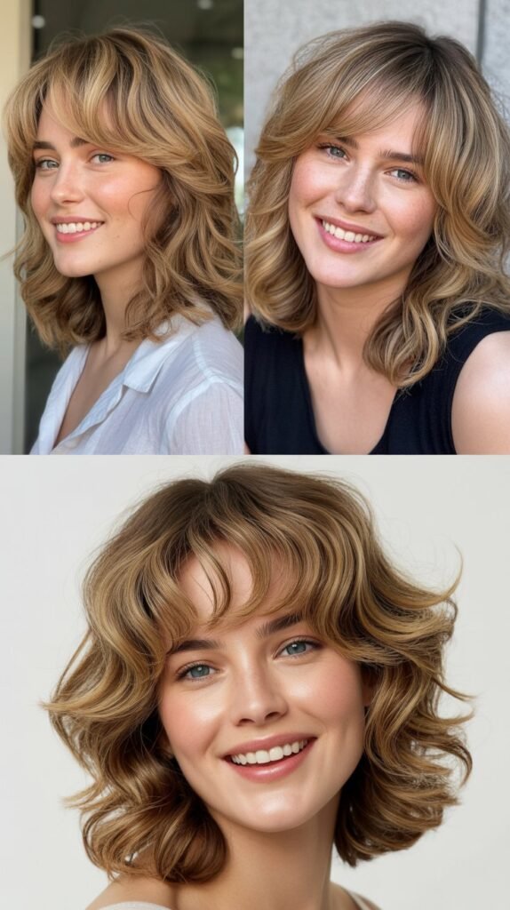 Layered Wispy Bangs with Textured Medium Hair