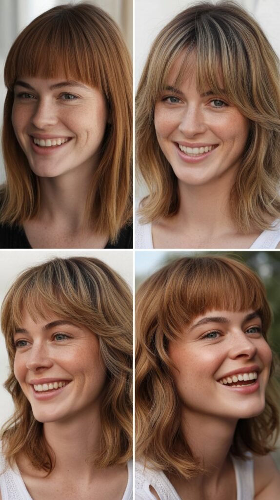 Textured Blunt Bangs with Medium Hair